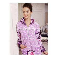 Soft Fleece Pajama Dress With Zipper And Hood